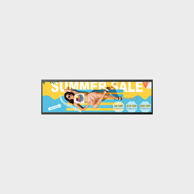 Pantalla LCD tipo barra de 29 pulgadas para publicidad con resolución 1920*360, admite montaje en pared